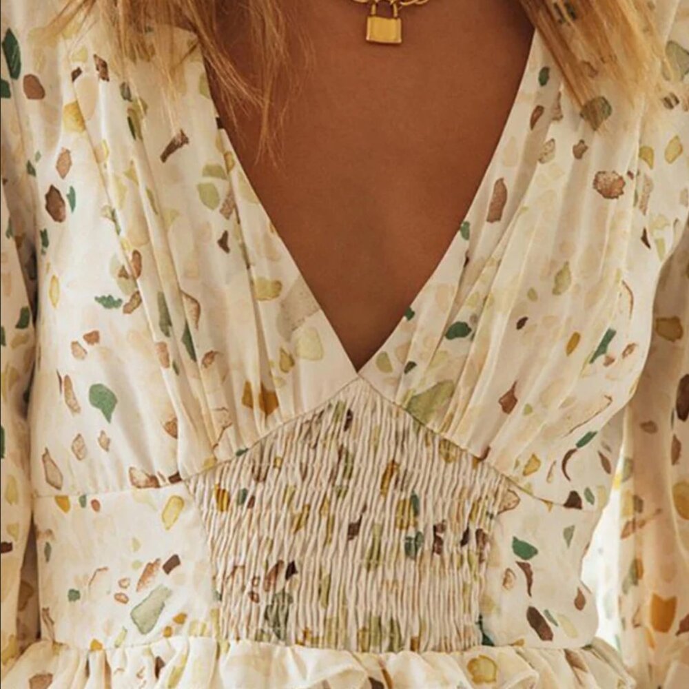 Spring Summer V Neck Mini Dress - Picture 7 of 7